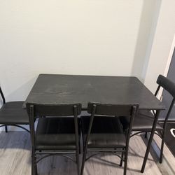 Black Dining Table with 4 Chairs – Like New