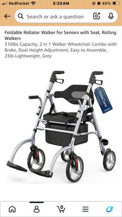 AbleCare Foldable Rollator Walker with Seat