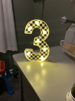 Race car 3 Light Up Sign
