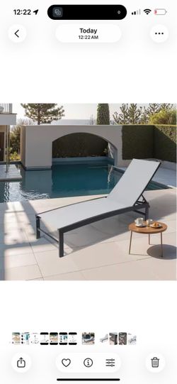 Metal Outdoor Patio Adjustable Chaise Lounge Chairs in Light Gray