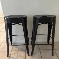 Set Of 2 Gently Used Metal Bar Stools