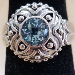 Ring Sterling Silver And Blue Topaz 