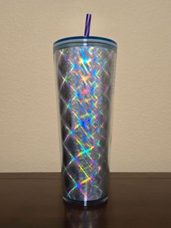 Starbucks Holographic Prism Diamond Metallic Criss-cross Sparkle Tumbler (24oz)