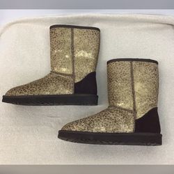 UGG Australia gold Metallic Shimmer Leopard Winter Boots BRAND NEW women’s Size 7