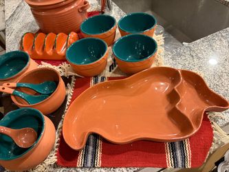 Vintage Himark Portugal Terracotta Taco NightServing Set-13 Piece Fiesta Ware Lot