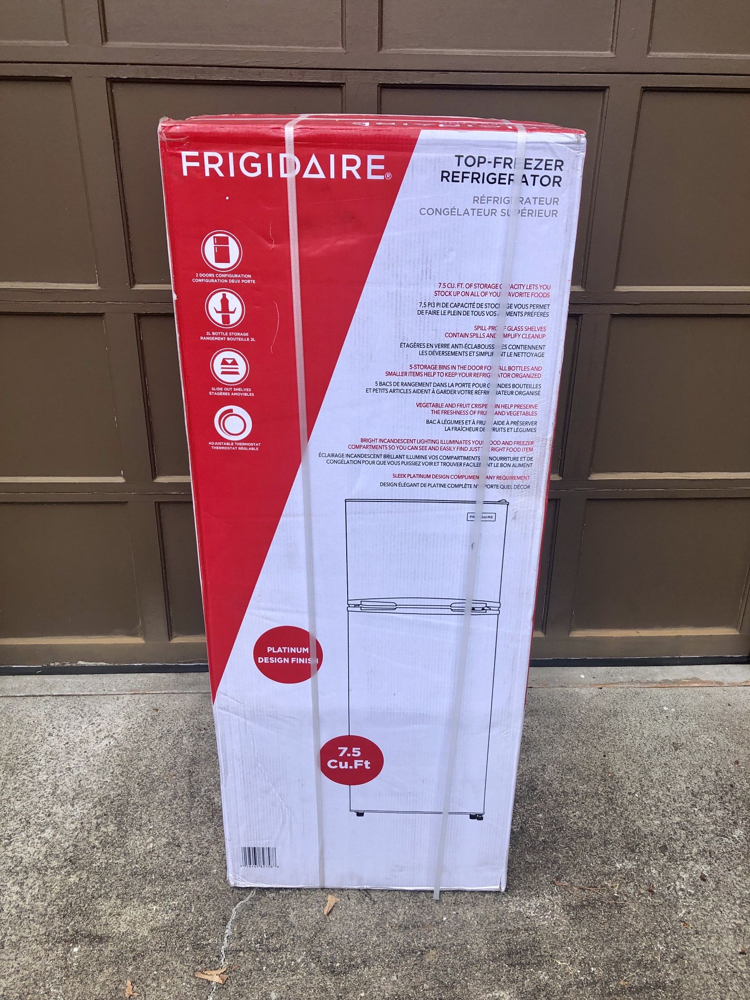 NEW Refrigerator, Frigidaire 7.5 Cu. ft., Platinum Series, Stainless Look !