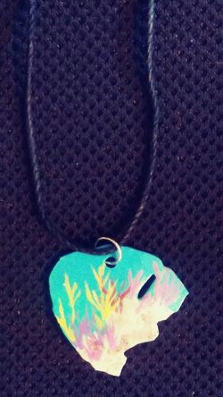 Handpainted coral on sanddollar pendant necklace
