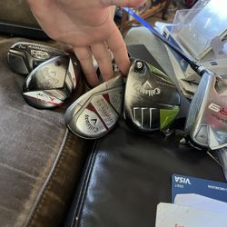 Various Golf Club Hybrids And Woods Drivers Taylormade Callaway Etc