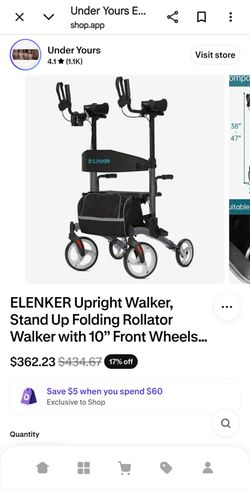 Elenker Upright walker stand up folding walker stand up folding folding rollater walker with 10 inch front wheels brand new