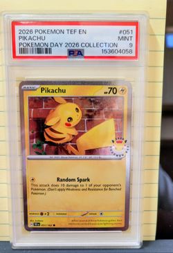 Pokemon Graded Slab Pokemon PSA 9 2026 Pikachu #051/162 English Holo Promo Pokemon Day 2026