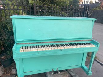 Vintage Turquoise Upright Piano – $150