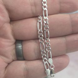 7" 925 Italian Silver Figaro Braclet 4.3mm