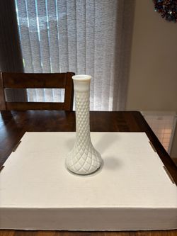 Vintage Hoosier Milk Glass Vase Quilted Diamond Pattern