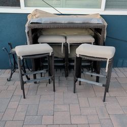 Outdoor Bar Height Table & 4 Stools
