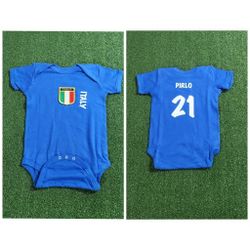 Italy # 21 Pirlo Retro Baby Bodysuit  Onesie. 24 Months 