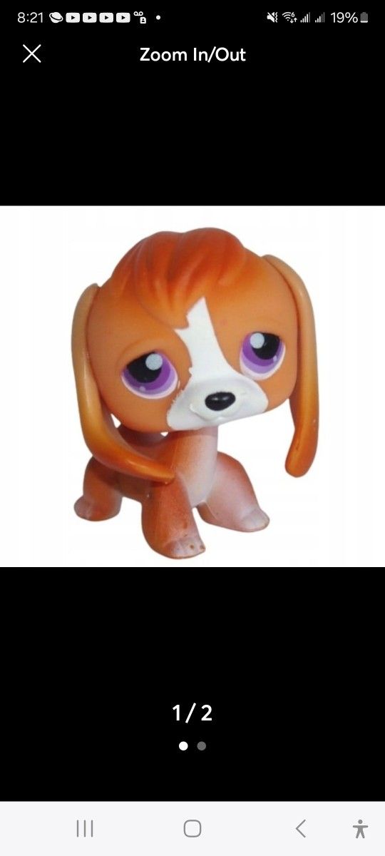 2004 Hasbro LPS Littlest Pet Shop #301 Orange and White Beagle Dog Purple Eyes