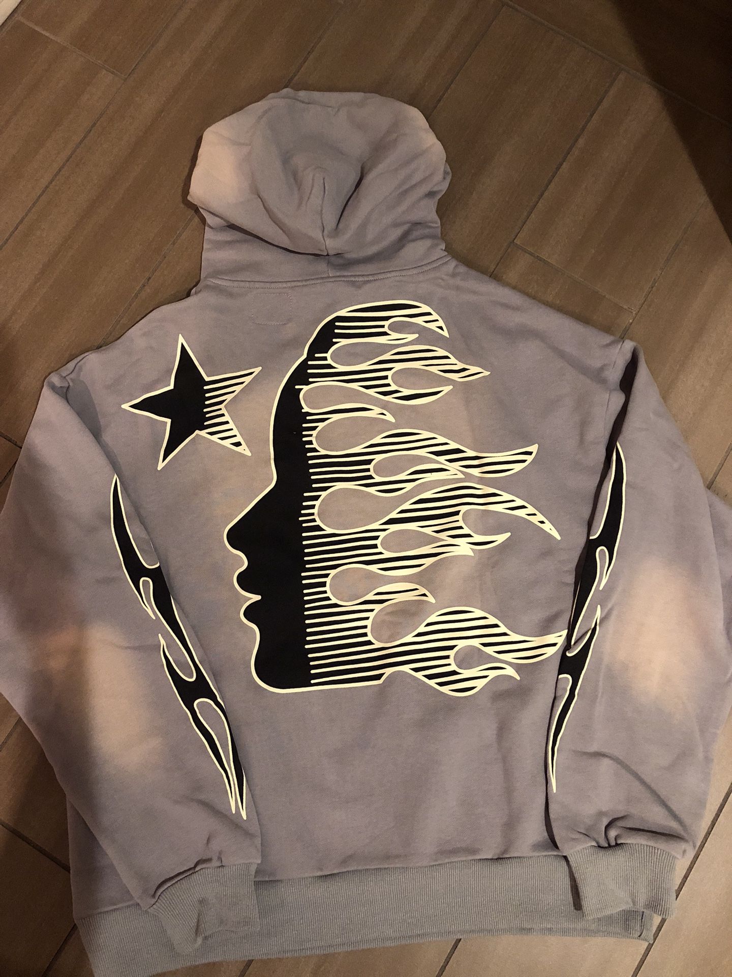 Hellstar Denim Jeans Tears Hoodie Black Off White Chrome Tee Cotton Hearts Hooded Jacket Small S Medium M Large L XL