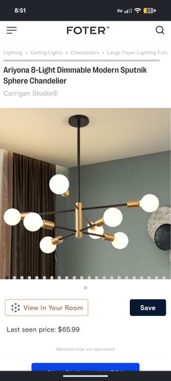 Ariyona 8 light dimmable Sputnik chandelier