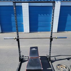 Squat Rack Bench And Weights