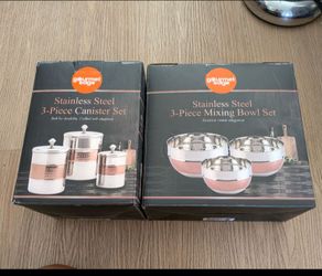 3 Pc. Stainless Steel Canister & Mixing Bowl Sets - New