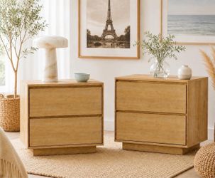 Set of 2 21.6" Wide Farmhouse 2-Drawer Nightstands.