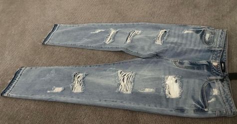 Men straight blue jeans