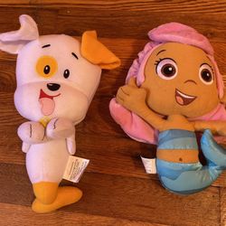Fisher Price Bubble Guppies Molly and puppy dog 8" Plush Mermaid Toy Nick Jr lot