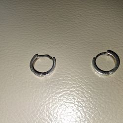 14k white gold/ small diamonds loop ladies earings