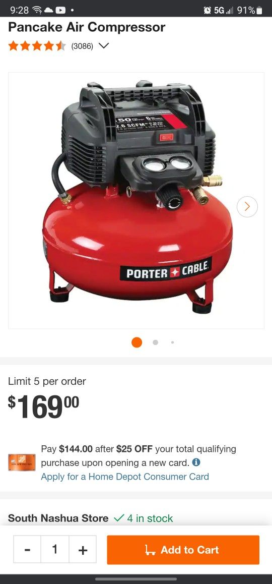 Brand New Porter Cable 6 Gallon Air Compressor 85 Or Best Offer