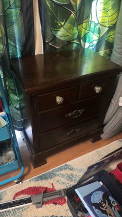 Real wooden nightstand and dresser