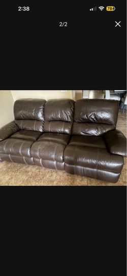 Brown leather couches