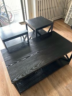 Black 3 piece coffee table set