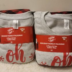 Family Pj's Women's "Oh What Fun" Christmas Holiday Pajama Set Size 1XL