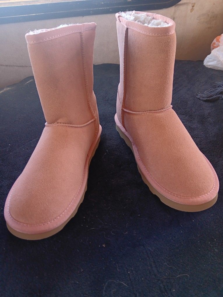 Pink Suede Boots