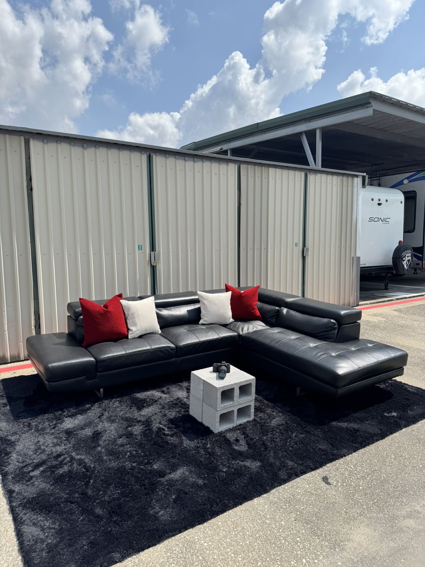 Black Leather Sectional Sofa $620 FREE DELIVERY