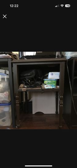 Brown solid wood nightstand or computer printer office table