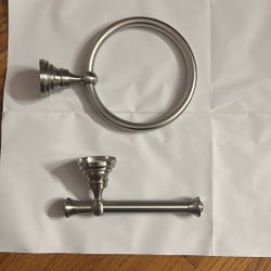 bathroom towel ring and toilet paper holder