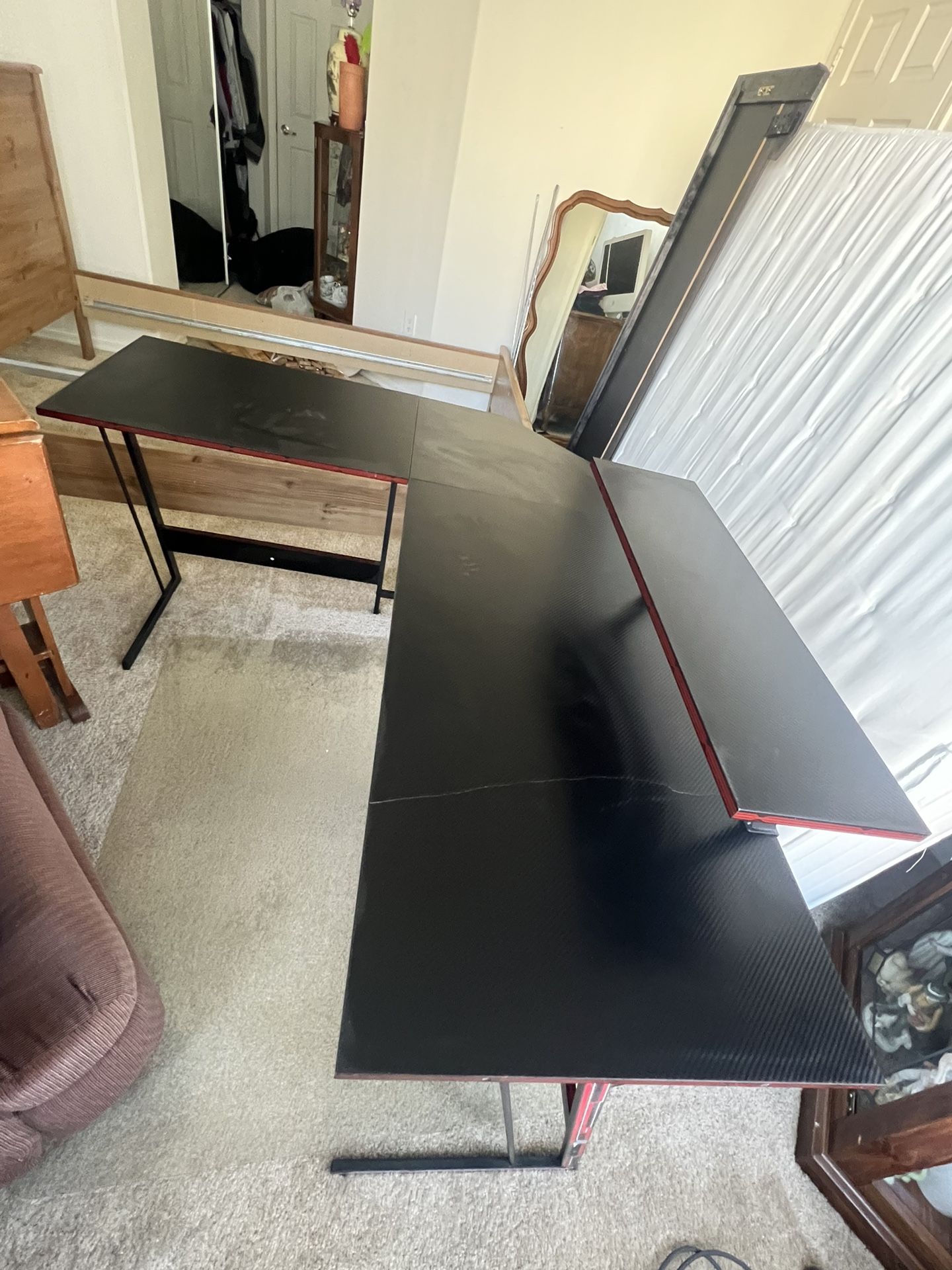 L-Shape Black Desk Gamer Sturdy