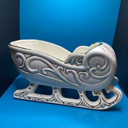 Vintage Christmas Sleigh Painted Ceramic Mold Decoration