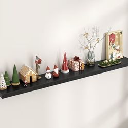 New- 72x9.3x1.5 Black Floating Shelf Retails For $120