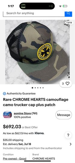 Authentic Camouflage chrome hearts hat