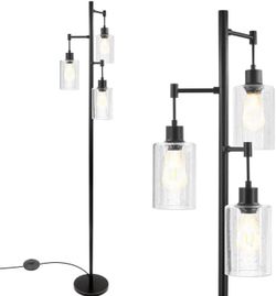 Dott Arts 3-Light Floor Lamp with Seeded Glass Shades
