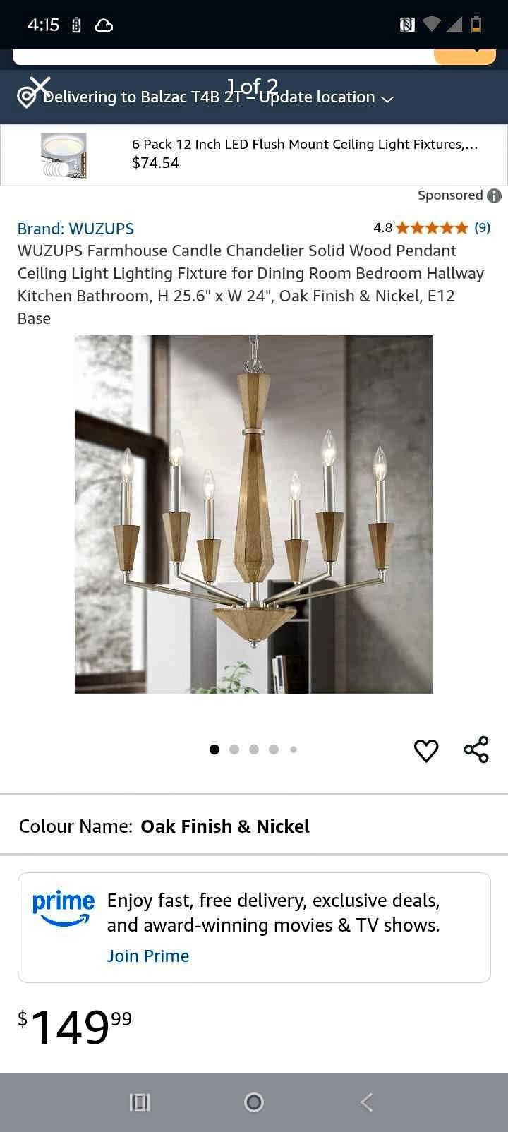 WUZUPS Farmhouse Candle Chandelier Solid Wood