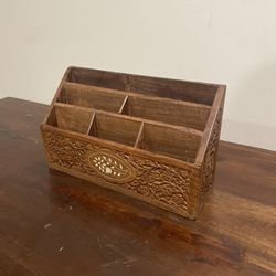 Hand Carved Wooden Organizer 