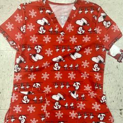 Snoopy Christmas Scrub Top