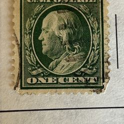 Early 1900S Antique Green Benjamin Franklin One Cent Antique Stamp