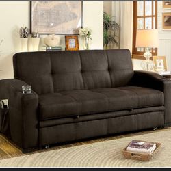 Futon Sofa W Built In Cup Holders Converts Into A Bed 