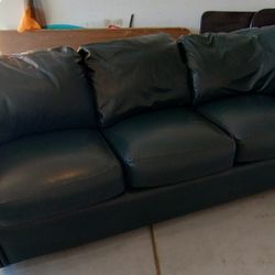 Dark Green Leather Sofa And Chair