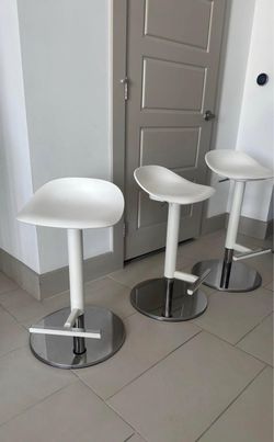 Set of 3 Modern White Bar Stools - Original price $525