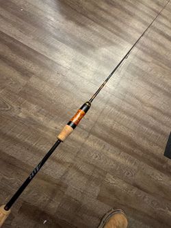Daiwa Presso Air 7’6” Ultra light trout spinning rod.